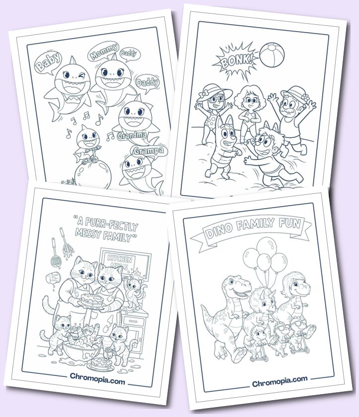 Funny, Fantasy, and Animal-Inspired Family Coloring Pages