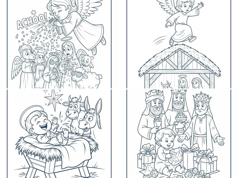 Funny Nativity Coloring Pages for Kids and Adults