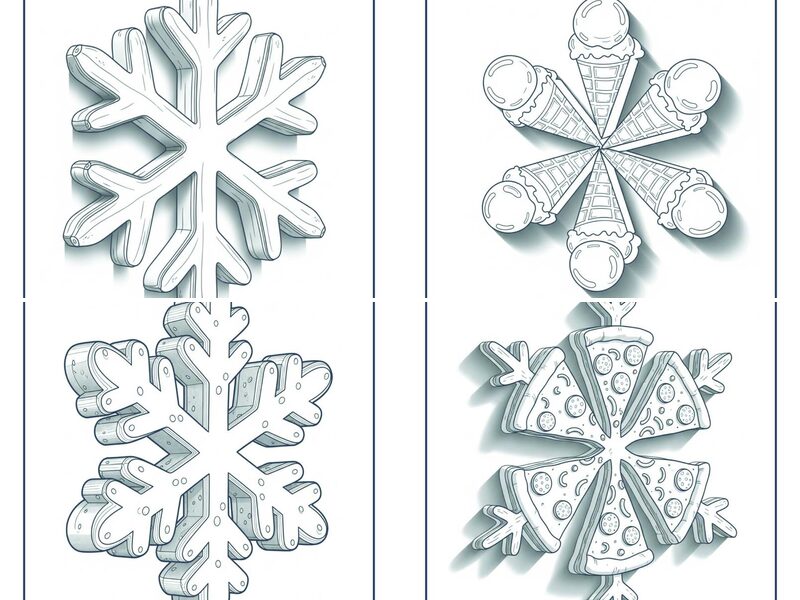 Funny Themed Snowflakes Coloring Pages