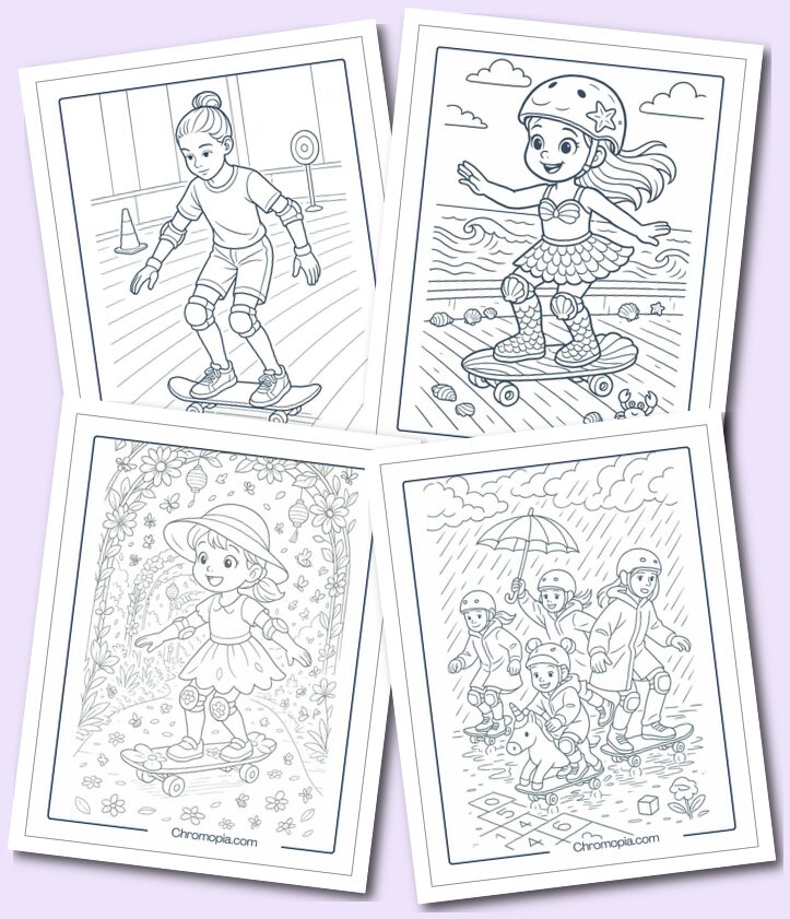 Girl Skateboard Coloring Pages