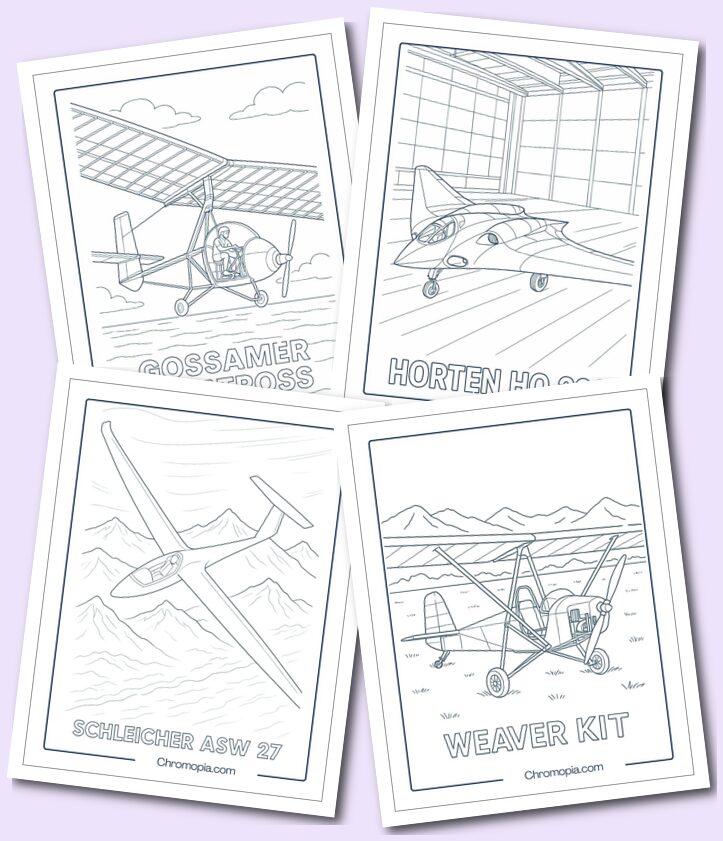 Gliders, Ultralights, and Human-Powered Aircraft coloring pages