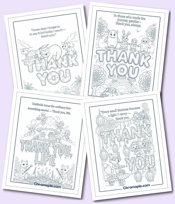 Gratitude and Thankful Coloring Pages for Kids, Teens, and Adults