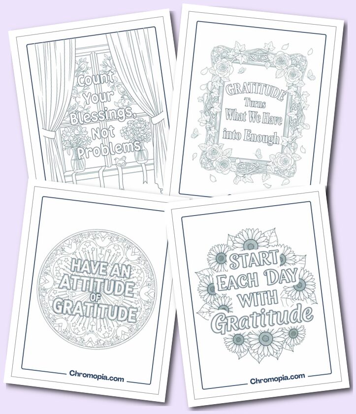Gratitude Quote and Affirmation-Based Coloring Pages