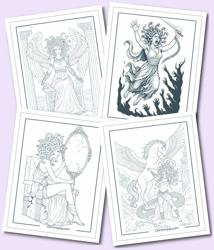 Greek Mythological Beautiful Medusa Coloring Pages
