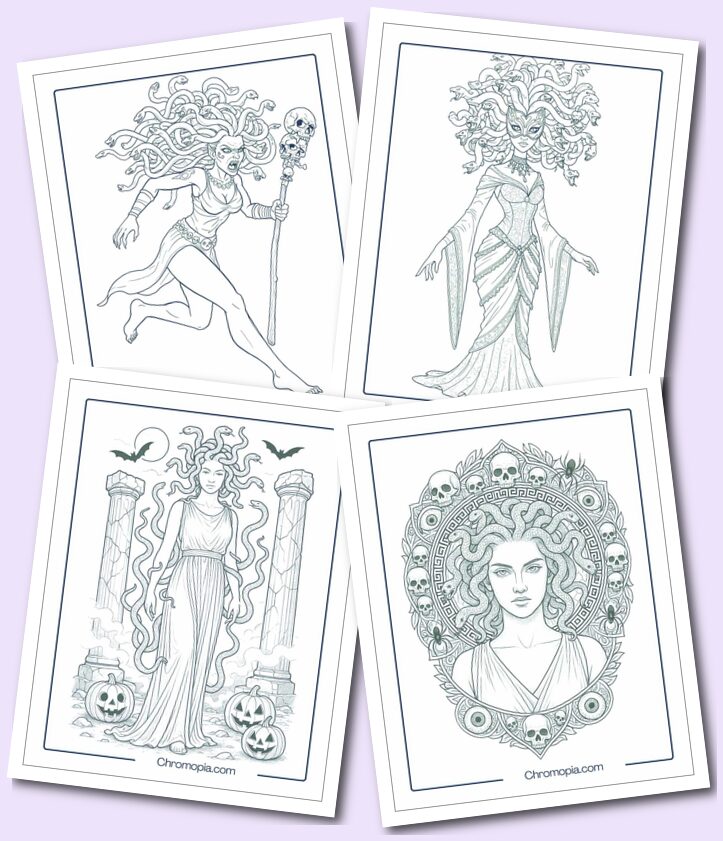 Greek Mythology Sexy Halloween Medusa Coloring Pages for Adults