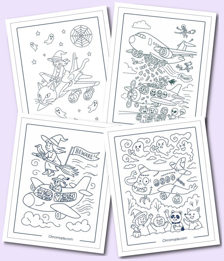 Halloween Aeroplane Coloring Pages