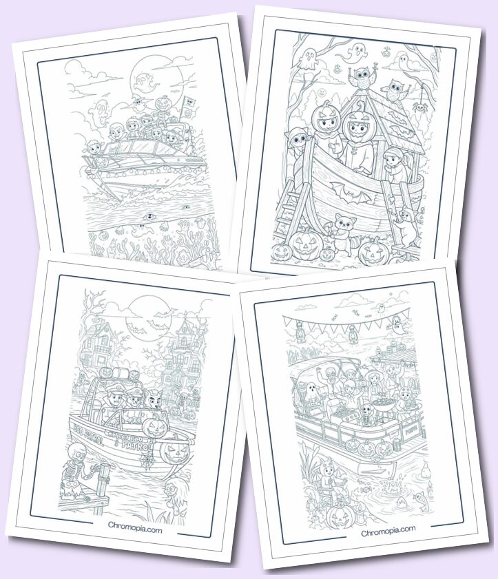 Halloween Boat Coloring Pages