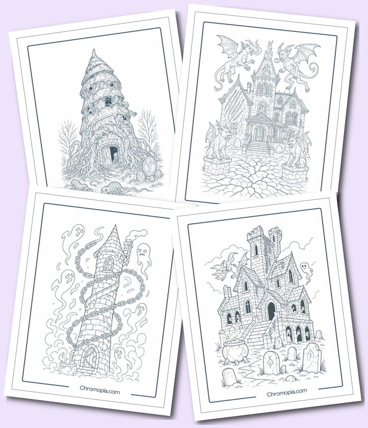 Halloween Haunted House Coloring Pages