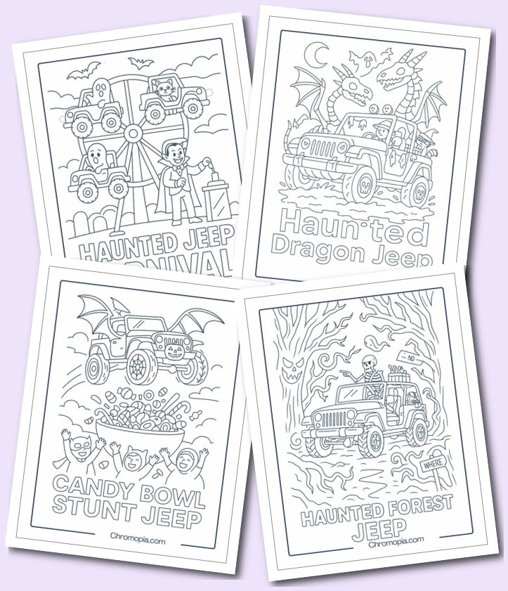 Halloween Themed Jeep Coloring Pages