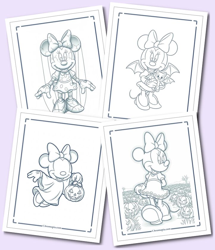 Halloween-Themed Minnie Mouse Coloring Pages