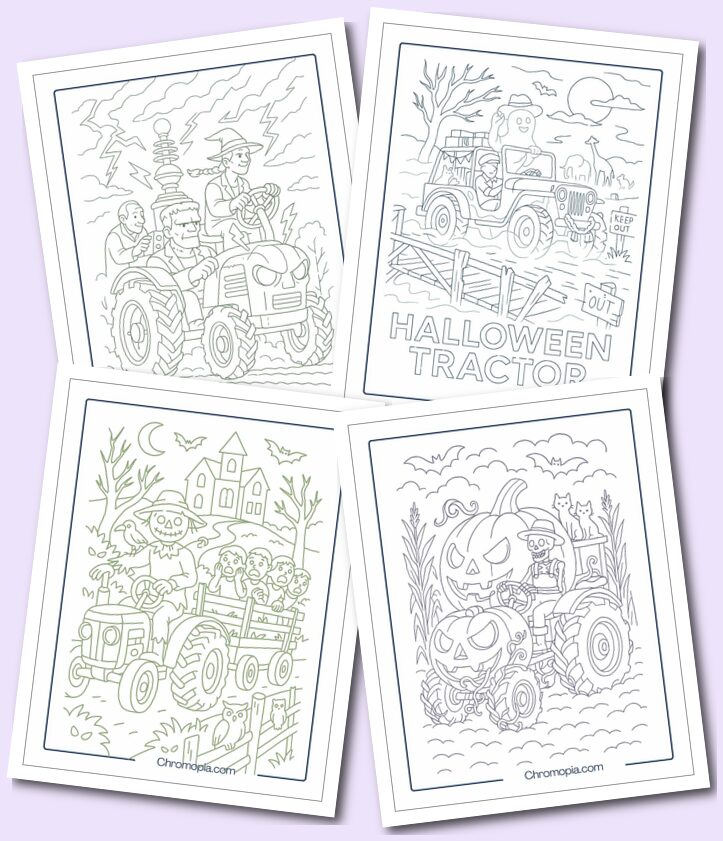 Halloween Tractor Coloring Pages