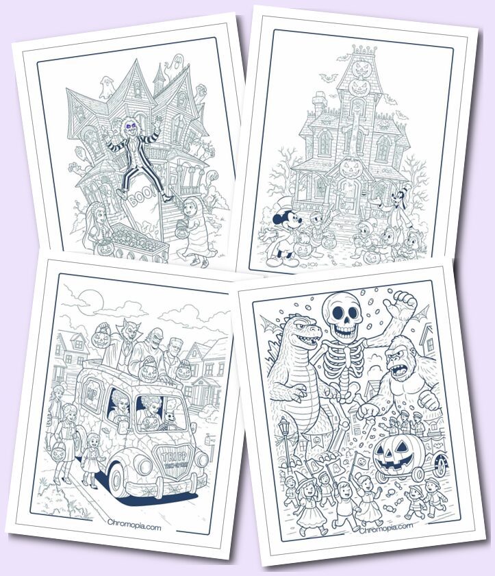 Halloween Trick or Treat Coloring Pages for Adults