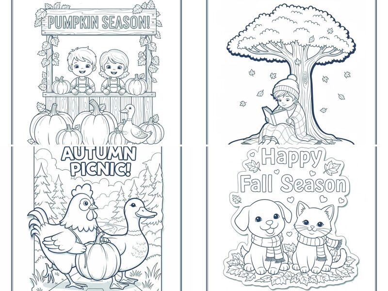 Happy Fall Coloring Pages for Preschoolers and Kids