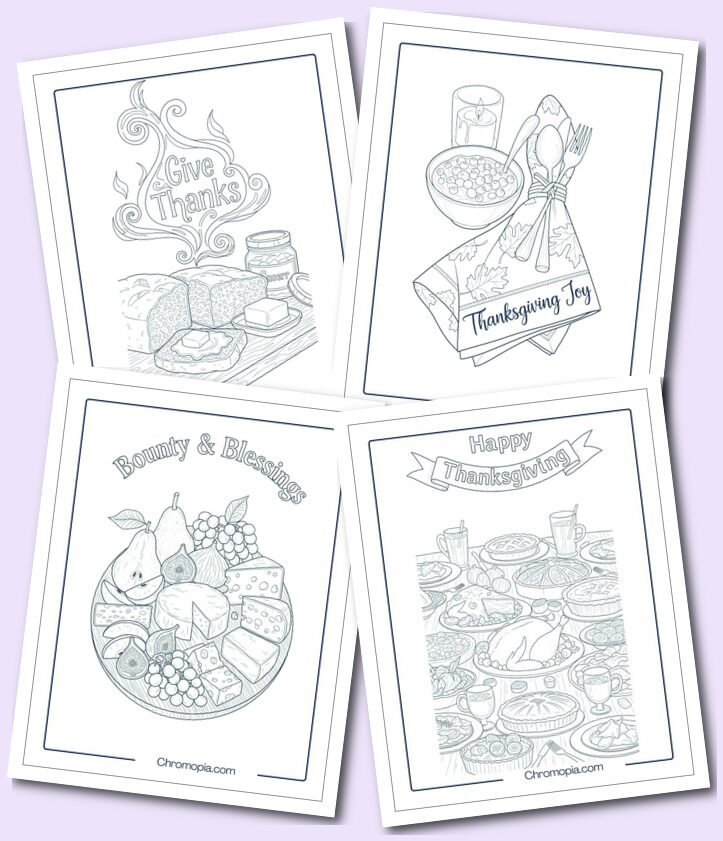 Happy Thanksgiving Food Coloring Pages for Adults