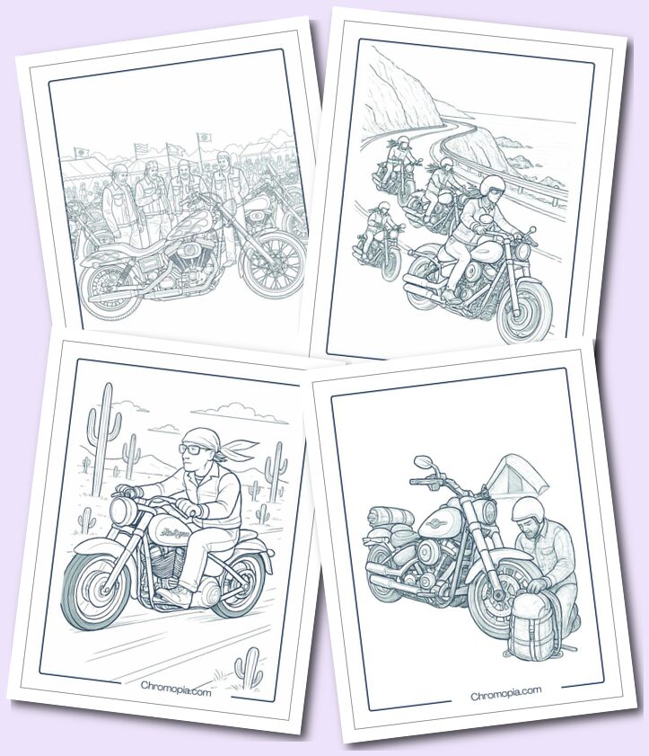 Harley Davidson Motorcycle Coloring Pages