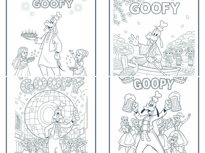 Holiday, Celebrations & Seasonal Themed Goofy Around the World Coloring Pages