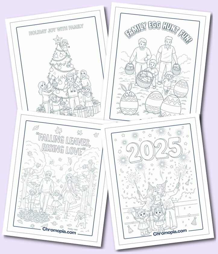 Holiday & Festival Themed Family Coloring Pages