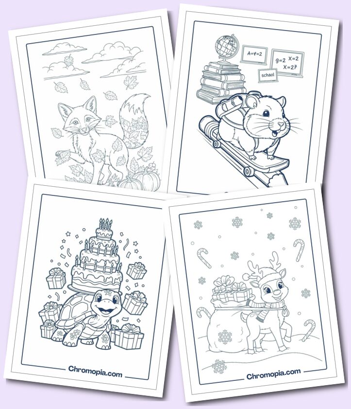 Holiday & Seasonal-Themed Animal Pages for All Ages