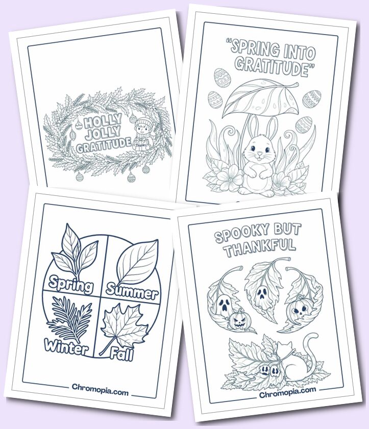 Holiday & Seasonal-Themed Leaves Coloring Pages for Adults