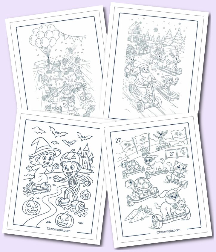 Holiday-Themed, Festivals, Celebrations, and Races Hoverboard Coloring Pages