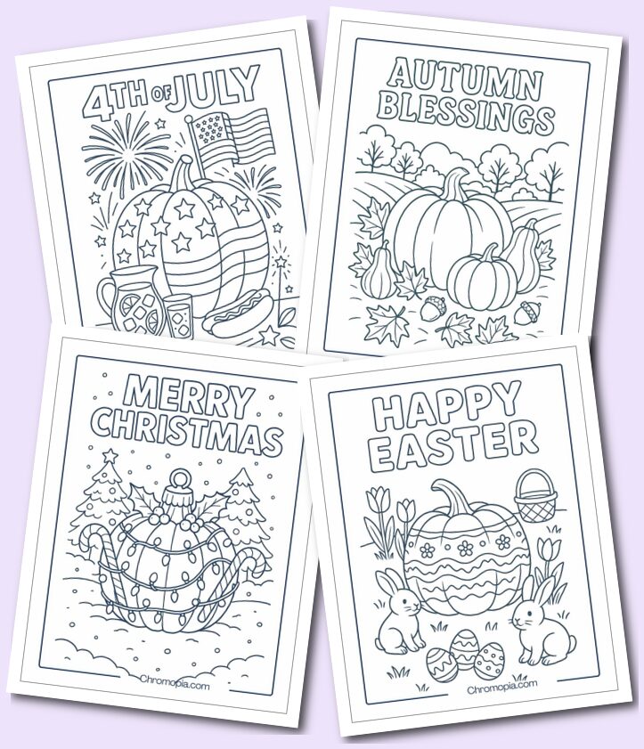 Holiday themed Pumpkin Coloring pages