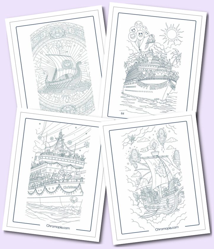 Holiday-Themed Ship Coloring Pages