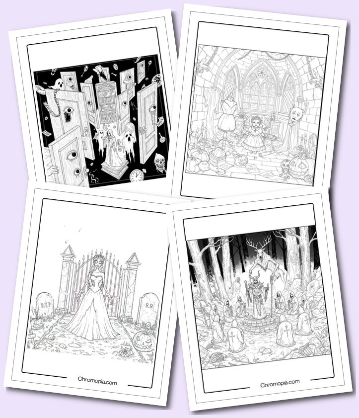 Horror, Creepy, Scary Halloween Coloring Pages