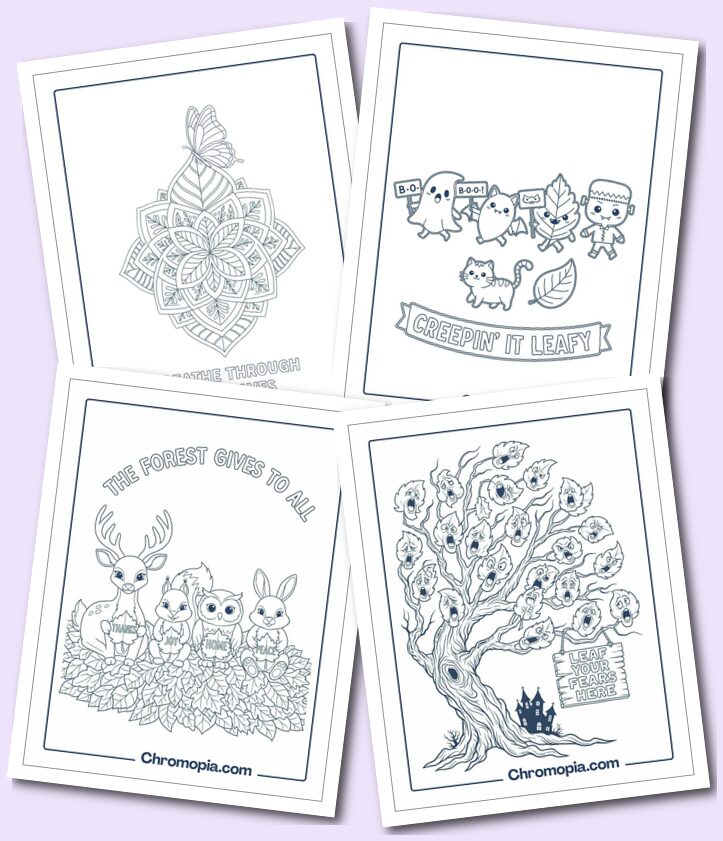 Horror, Nature & Therapeutic Leaves coloring pages