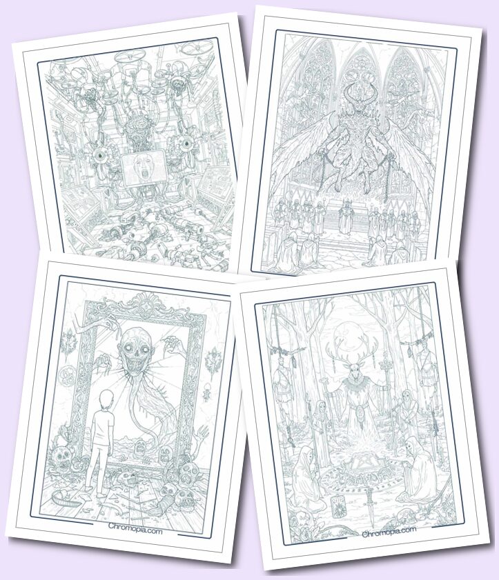 Horror, Scary, Creepy, Spooky Halloween Coloring Pages for Adults