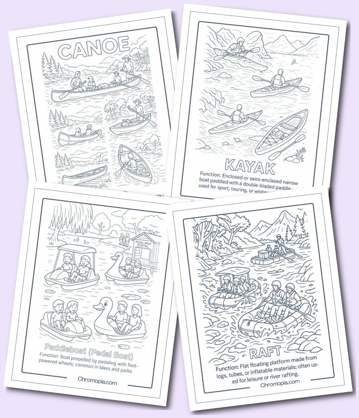 Human-Powered Boats coloring pages