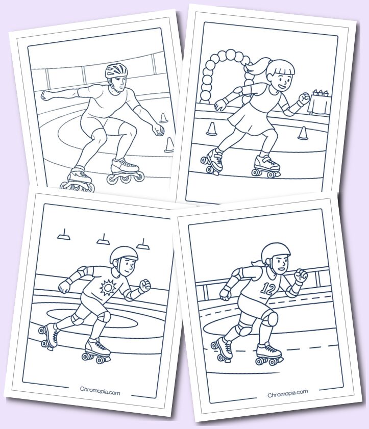 Indoor Quad Skates – Roller Skates Coloring Pages
