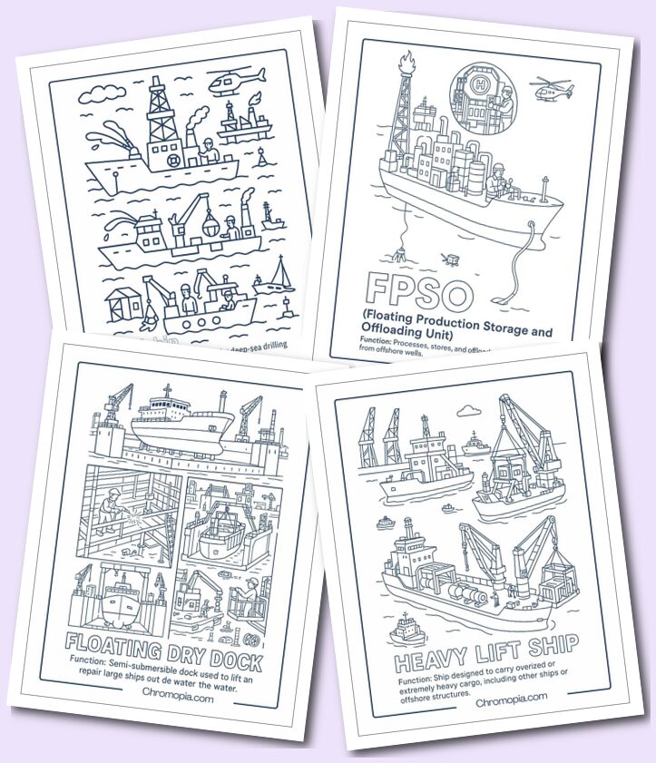 Industrial & Work Ships coloring pages
