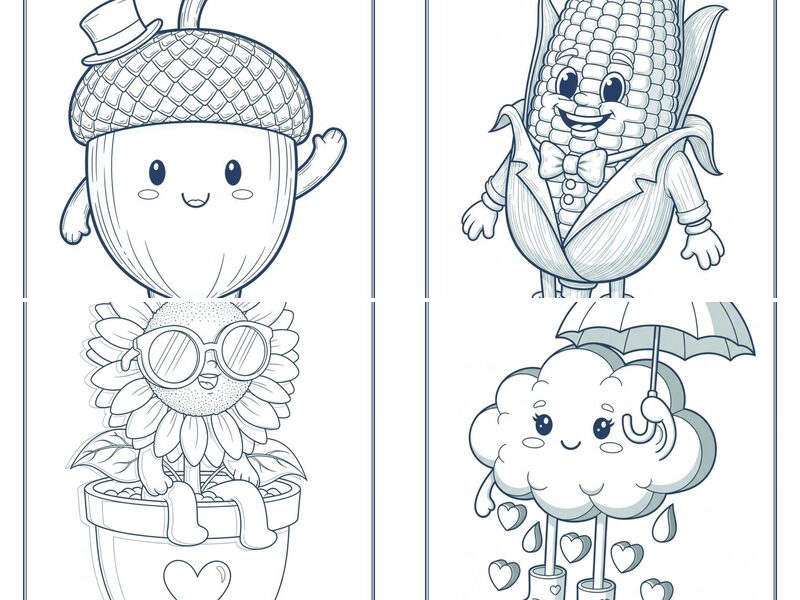 Kawaii Fall Coloring Pages for Kids