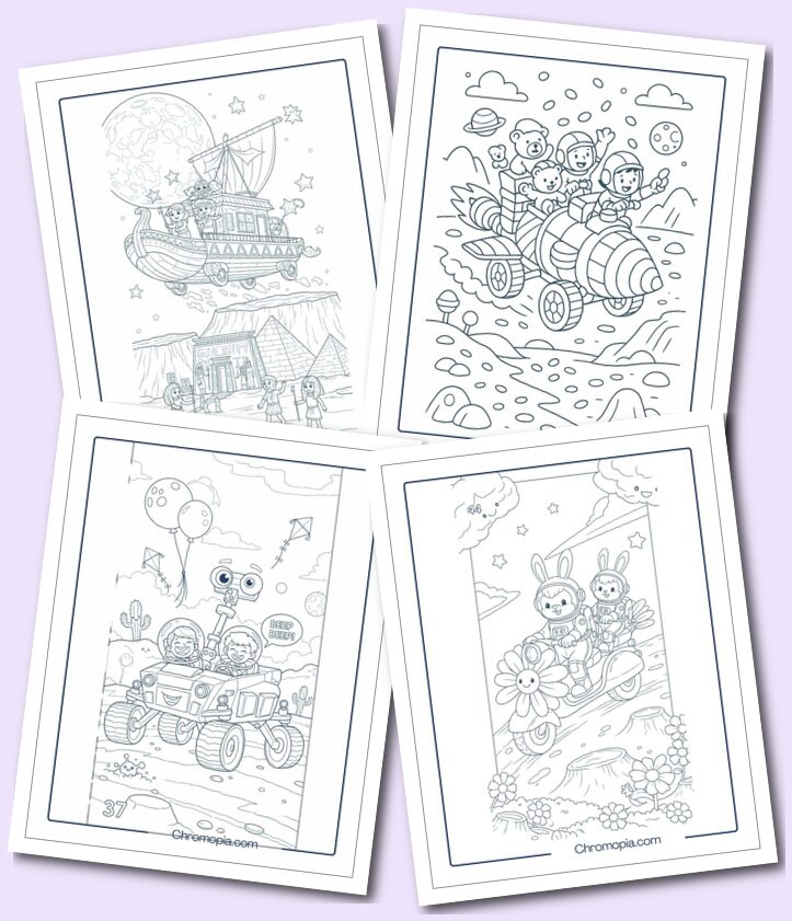 Kid-Friendly Cartoon otherworldly Space Vehicles Coloring Pages