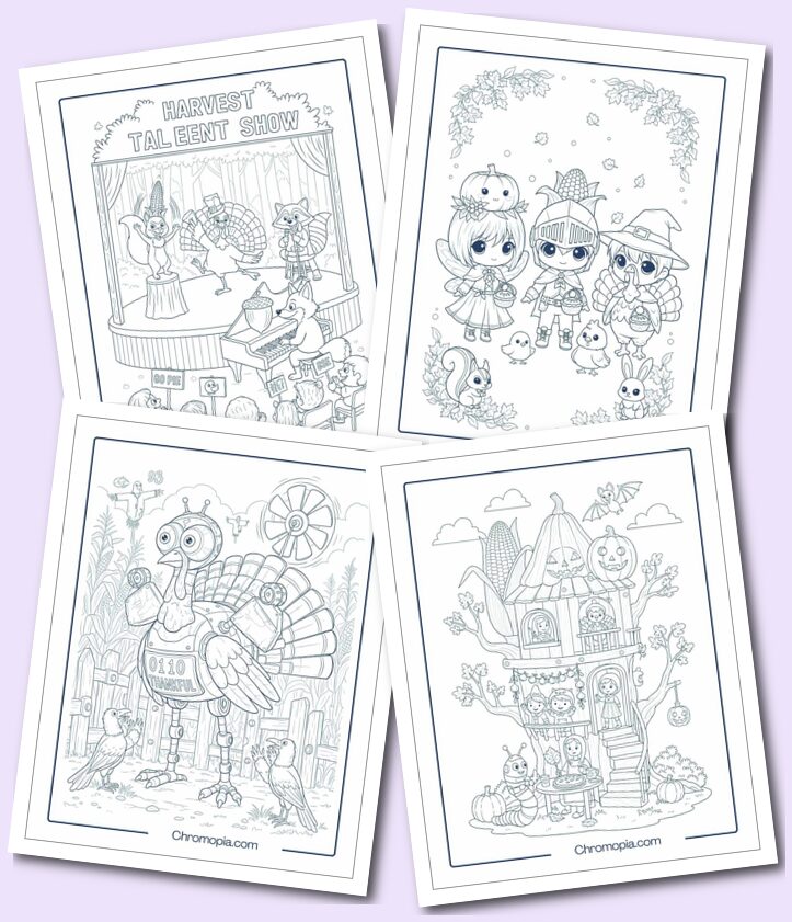 Kid-Friendly Creative Art Style Harvest Coloring Pages