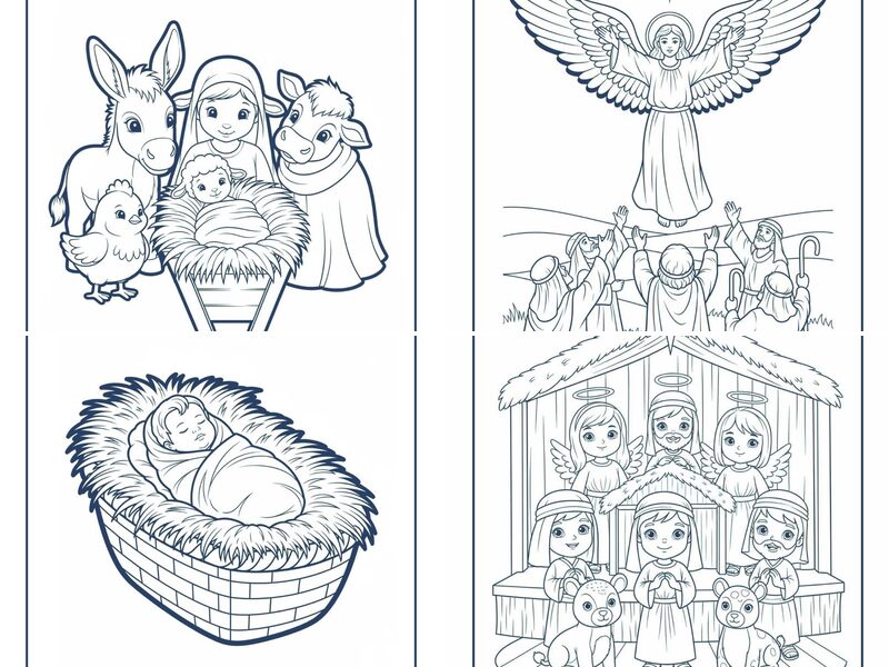 Kid-Friendly Realistic Nativity Coloring Pages