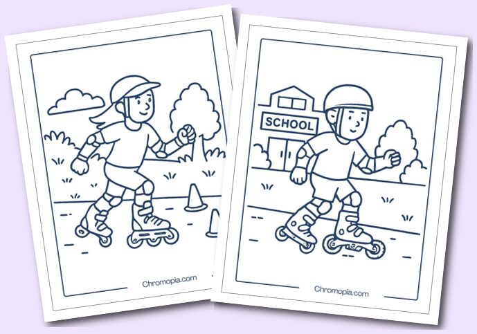 Kids’ Adjustable Inline Skates – Roller Skates Coloring Pages
