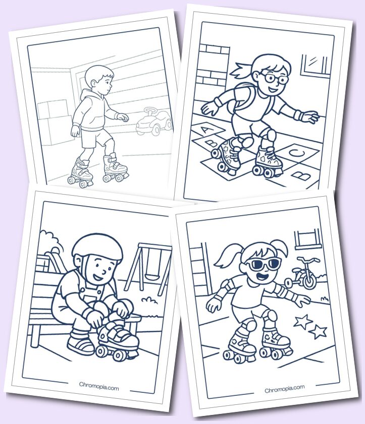 Kids’ Beginner Quad Skates – Roller Skates Coloring Pages