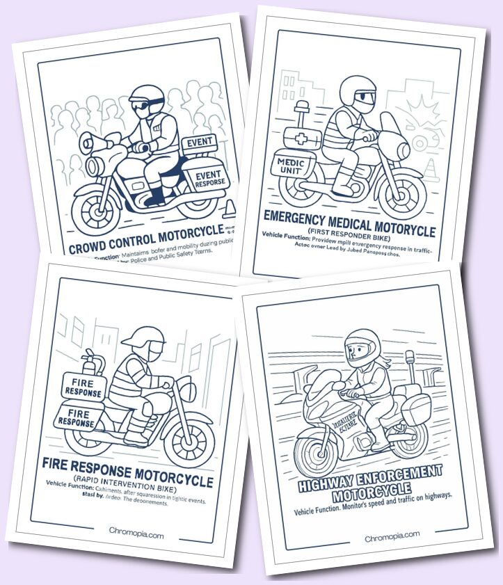 Law Enforcement & Emergency Motorcycles – Motorcycle Coloring Pages
