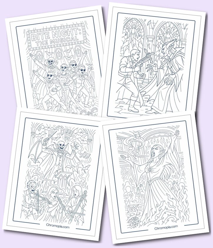 Legendary Vampire Battles, Fairy Tales, Musical & Theater Vampire Coloring Pages
