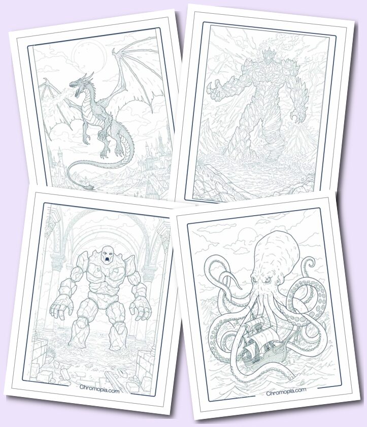 Magical - Elemental Beasts – Horror Monster Coloring Pages