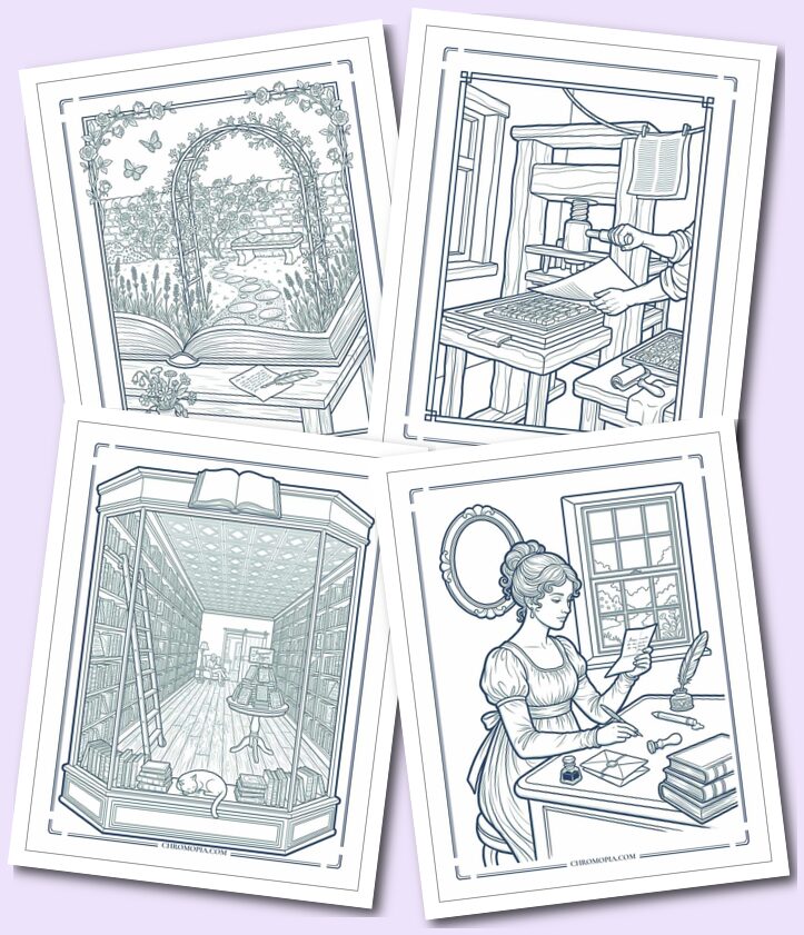 Magical Literary Worlds and the History of Books National Book Lovers Day Coloring Pages