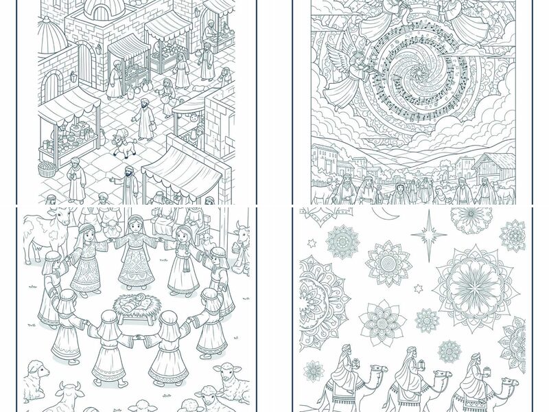 Mandala Nativity & Peaceful Sacred Scenes Coloring Pages for Adults