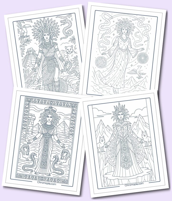 Medusa Around the World Coloring Pages