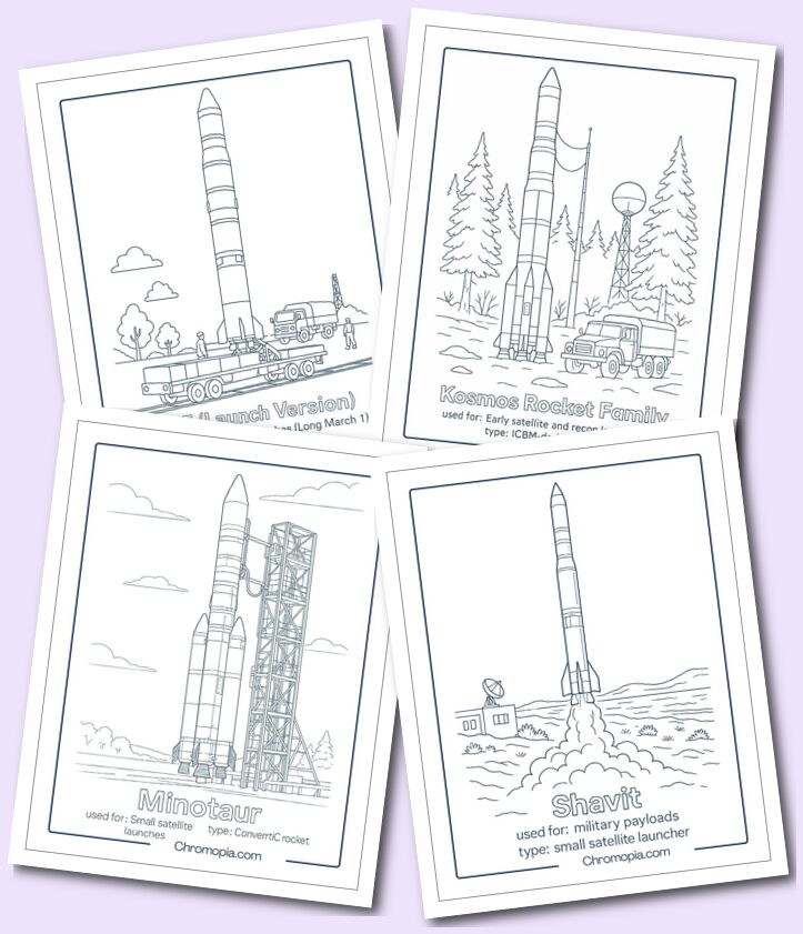 Military & ICBM-Derived Space Launch Vehicles Rocket Coloring Pages
