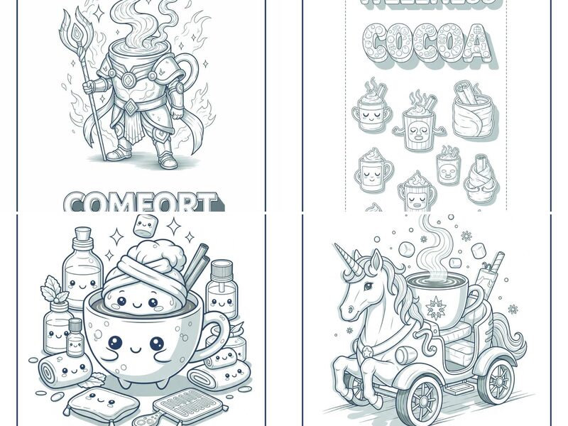 Mindfulness Multi-Art Themed Hot Chocolate Coloring Pages
