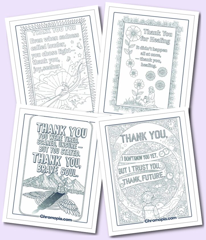 Mindfulness Thank You Coloring Pages – Self-Love & Inner Healing Themes