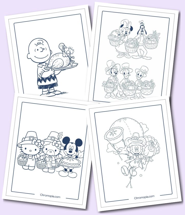 Modern Pop Culture Thanksgiving Disney Characters coloring pages