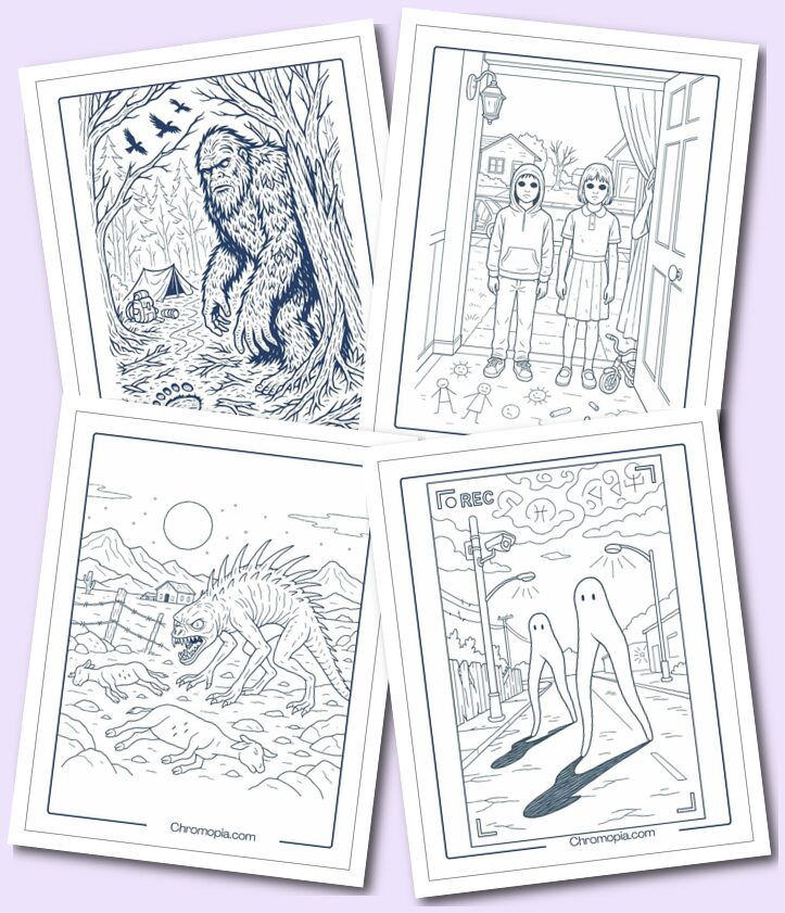 Modern Urban Legends & Cryptids – Horror Monster Coloring Pages