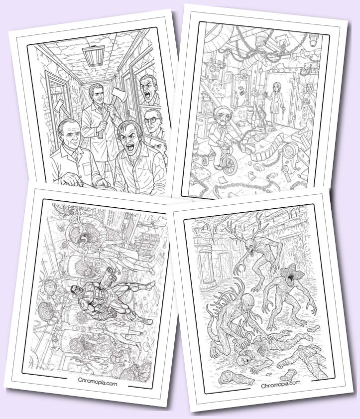 Monsters, Creatures, Vampires, Werewolves, Psychological Killers, Zombies, Urban Legends, and Horror coloring pages